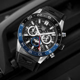 Tag Heuer Carrera Automatic Chronograph Steel & Ceramic Black Dial Black Rubber Strap Watch for Men - CBG2A1Z.FT6157