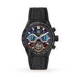 Tag Heuer Carrera Polychrome Chronograph Tourbillion Titanium Carbon Black Dial Black Leather Strap Watch for Men - CAR5A8AF.FC6415