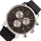 Calvin Klein City Chronograph Black Dial Black Leather Strap Watch for Men - K2G271CX