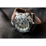 Fossil Modern Machine Automatic Skeleton White Dial Brown Leather