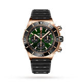 Breitling Super Chronomat B01 44 Green Dial Black Rubber Strap Watch for Men - RB01361A1L1S1