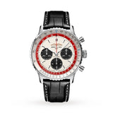 Breitling Navitimer B01 Chronograph 43 Boeing 747 White Dial Black Leather Strap Watch for Men - AB01383B1G1P1