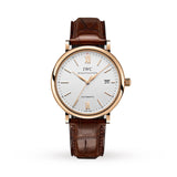 IWC Portofino Automatic White Dial Brown Leather Strap Watch for Men - IW356504