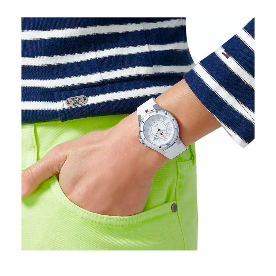 Tommy Hilfiger White Dial White Rubber Strap Watch for Women