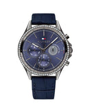 Tommy Hilfiger Ari Quartz Diamonds Blue Dial Blue Leather Strap Watch for Women - 1781979