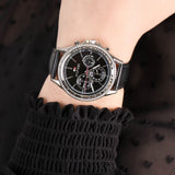 Tommy Hilfiger Ari Diamonds Black Dial Black Leather Strap Watch for Women - 1781981