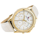 Tommy Hilfiger Ari Diamonds White Dial Cream Leather Strap Watch for Women - 1781982