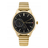 Tommy Hilfiger Brooke Black Dial Gold Steel Strap Watch for Women  - 1782019