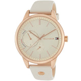 Tommy Hilfiger Brooke Quartz White Dial Cream Leather Strap Watch for Women  - 1782022