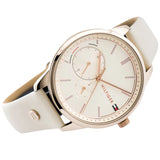 Tommy Hilfiger Brooke Quartz White Dial Cream Leather Strap Watch for Women  - 1782022