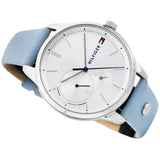 Tommy Hilfiger Brooke Silver Dial Light Blue Leather Strap Watch for Women - 1782023