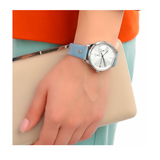 Tommy Hilfiger Brooke Silver Dial Light Blue Leather Strap Watch for Women - 1782023