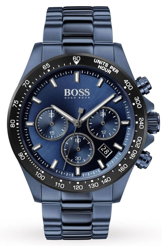 Hugo Boss Hero Sport Lux Chronograph Blue Dial Blue Steel Strap Watch for Men - 1513758
