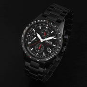 Hugo Boss Aero Chronograph Black Dial Black Steel Strap Watch for Men - 1513771