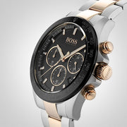 Hugo Boss Here Chronograph Black Dial Two Tone Steel Strap Watch for Men - 1513757