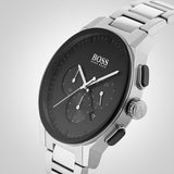 Hugo Boss Peak Black Dial Silver Steel Strap Watch for Men - 1513762