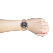 Hugo Boss Hera Chronograph Blue Dial Gold Steel Strap Watch for Women - 1502566