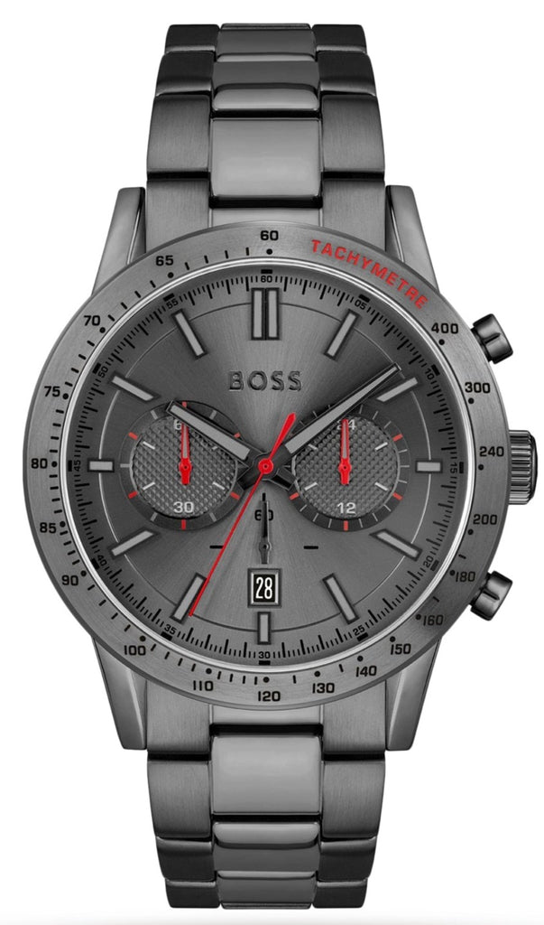 Hugo Boss Allure Chronograph Grey Dial Grey Steel Strap Watch for Men - 1513924