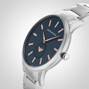 Emporio Armani Renato Blue Dial Silver Steel Strap Watch For Men - AR11137