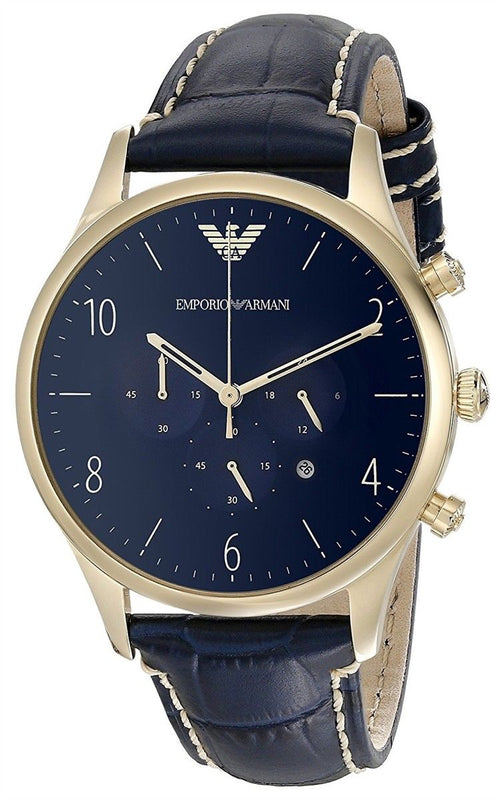 Emporio Armani Chronograph Midnight Blue Dial Blue Leather Strap Emporio Armani Chronograph Midnight Blue Dial Blue Leather Strap