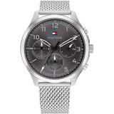 Tommy Hilfiger Evan Grey Dial Silver Mesh Bracelet Watch for Men - 1710396