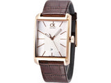 Calvin Klein Window Silver Dial Brown Leather Strap Watch for Men - K2M21620