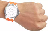 Tommy Hilfiger Analog White Dial Orange Rubber Strap Watch for Men - 1791063