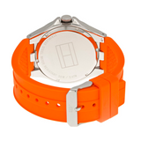 Tommy Hilfiger Analog White Dial Orange Rubber Strap Watch for Men - 1791063