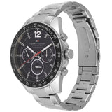 Tommy Hilfiger Luke Chronograph Quartz Black Dial Silver Steel Strap Watch for Men - 1791104