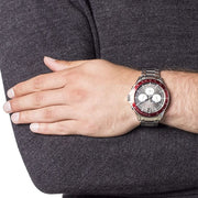 Tommy Hilfiger Luke Chronograph Black Dial Silver Steel Strap Watch for Men - 1791122