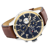 Tommy Hilfiger Sport Multifunction Blue Dial Brown Leather Strap Watch for Men - 1791137