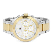 Tommy Hilfiger Hudson Chronograph White Dial Two Tone Steel Strap Watch For Men - 1791226