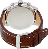 Tommy Hilfiger Jake Multifunction White Dial Brown Leather Strap Watch for Men - 1791230