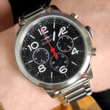 Tommy Hilfiger Jake Chronograph Black Dial Silver Steel Strap Watch for Men - 1791234