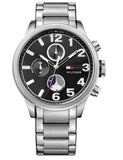 Tommy Hilfiger Jackson Quartz Black Dial Silver Steel Strap Watch for Men - 1791243