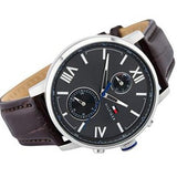 Tommy Hilfiger Alden Quartz Black Dial Brown Leather Strap Watch for Men - 1791309