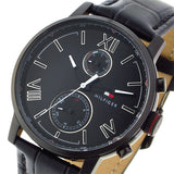 Tommy Hilfiger Alden Chronograph Black Dial Black Leather Strap Watch for Men - 1791310