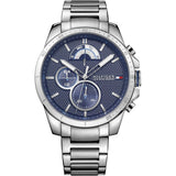 Tommy Hilfiger Decker Quartz Blue Dial Silver Steel Strap Watch for Men - 1791348