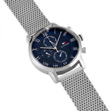 Tommy Hilfiger Kane Quartz Blue Dial Silver Mesh Bracelet Watch for Men - 1791398