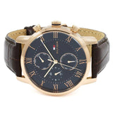 Tommy Hilfiger Kane Chronograph Blue Dial Brown Leather Strap Watch for Men - 1791399