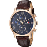 Tommy Hilfiger Kane Chronograph Quartz Blue Dial Brown Leather Strap Watch for Men - 1791399