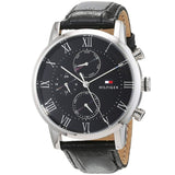 Tommy Hilfiger Kane Quartz Black Dial Black Leather Strap Watch for Men - 1791401