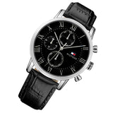 Tommy Hilfiger Kane Quartz Black Dial Black Leather Strap Watch for Men - 1791401