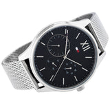 Tommy Hilfiger Damon Quartz Chronograph Black Dial Silver Mesh Bracelet Watch for Men - 1791415