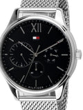 Tommy Hilfiger Damon Quartz Chronograph Black Dial Silver Mesh Bracelet Watch for Men - 1791415