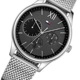 Tommy Hilfiger Damon Quartz Chronograph Black Dial Silver Mesh Bracelet Watch for Men - 1791415