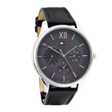 Tommy Hilfiger Damon Multifunction Black Dial Black Leather Strap Watch for Men - 1791417