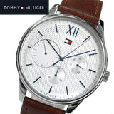 Tommy Hilfiger Damon Quartz White Dial Brown Leather Strap Watch for Men - 1791418