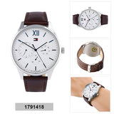 Tommy Hilfiger Damon Quartz White Dial Brown Leather Strap Watch for Men - 1791418