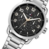 Tommy Hilfiger Briggs Chronograph Black Dial Silver Steel Strap Watch for Men - 1791422